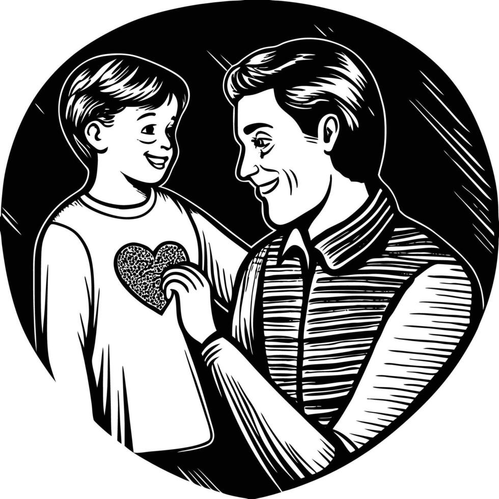 Celebrate Fatherhood with a Heartfelt Hand Drawn Design That Shows a Dad and Child Holding Hands Surrounded by Love and Connection vector