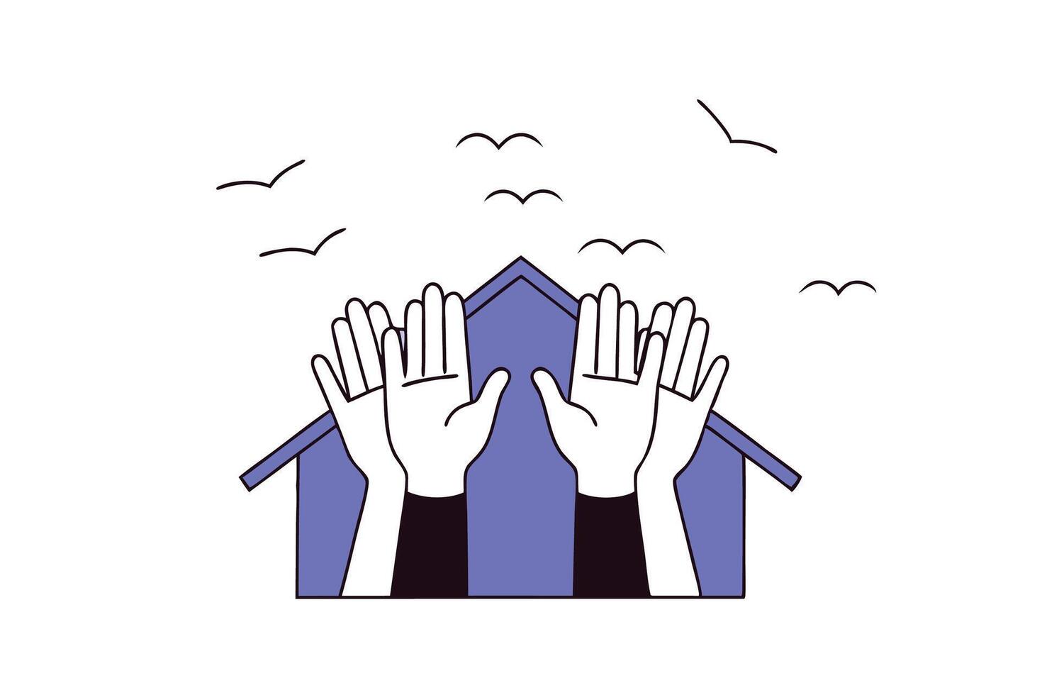 Empathy knows no borders with silhouettes standing in unity symbolizing the need for compassion and solidarity on world refugee day vector