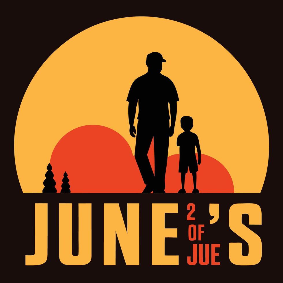 Father and Child Silhouette with Happy Fathers Day Theme Perfect for Promotional Materials and Social Media Graphics vector