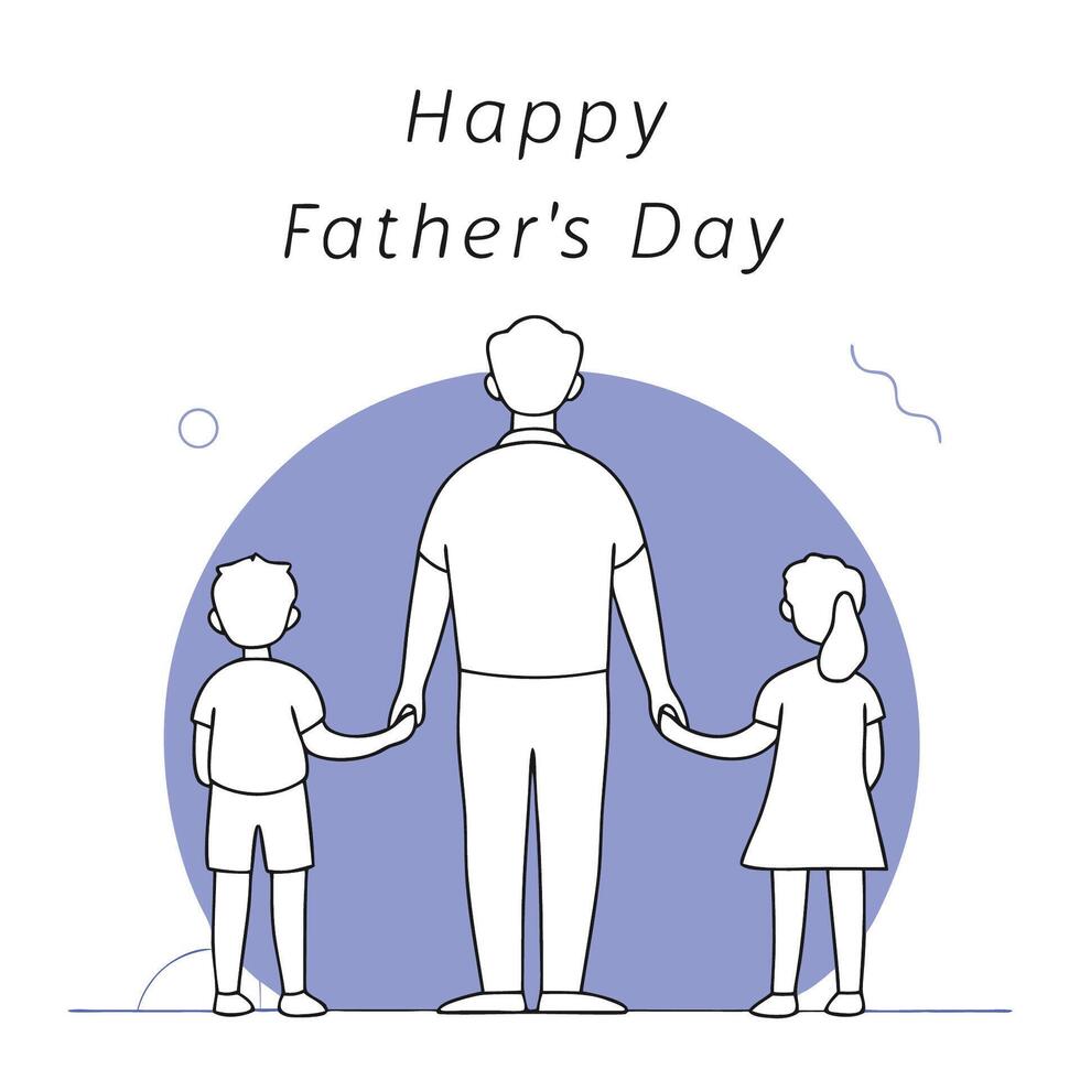 Celebrate Father's Day with a heartwarming design of a father enjoying time with his children, perfect for greeting cards or social media tributes to dads everywhere vector