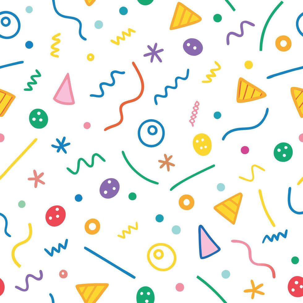 colorful pattern with various shapes and colors white background vector