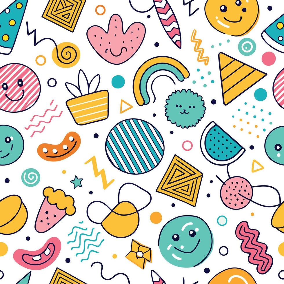 seamless pattern with colorful white background shapes white background background vector