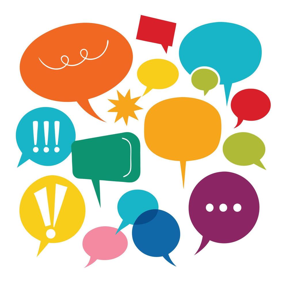 colorful speech bubbles on white background vector