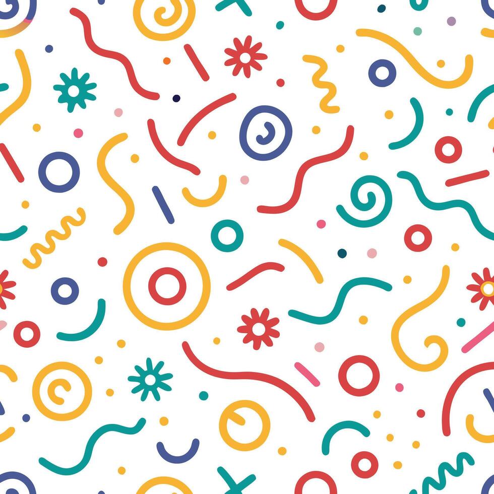 a colorful pattern with various shapes and color white background s vector