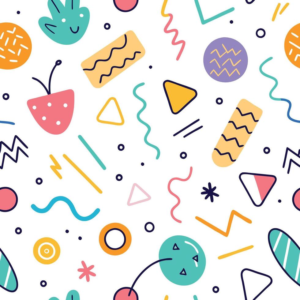 seamless pattern with colorful retro icons vector