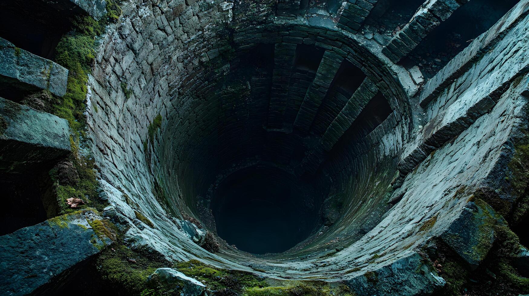 An underground tunnel with a large hole in it photo