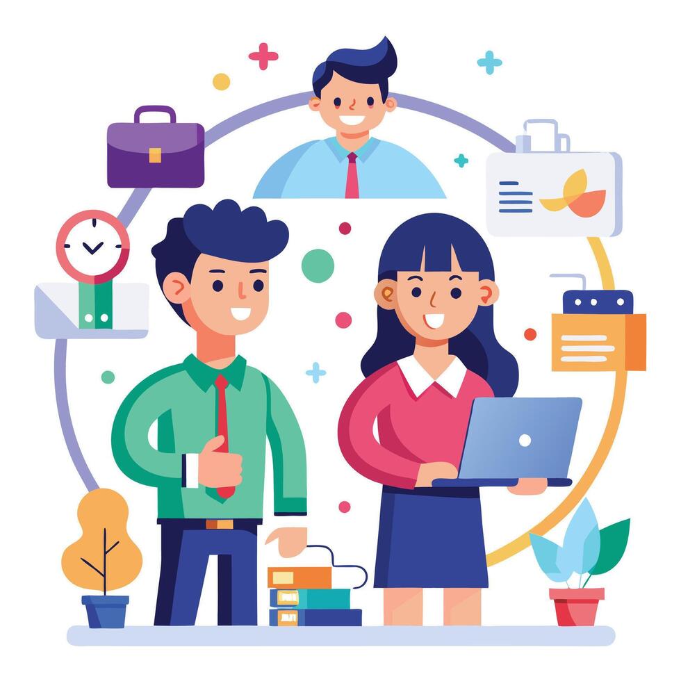 business people working together in office white background vector