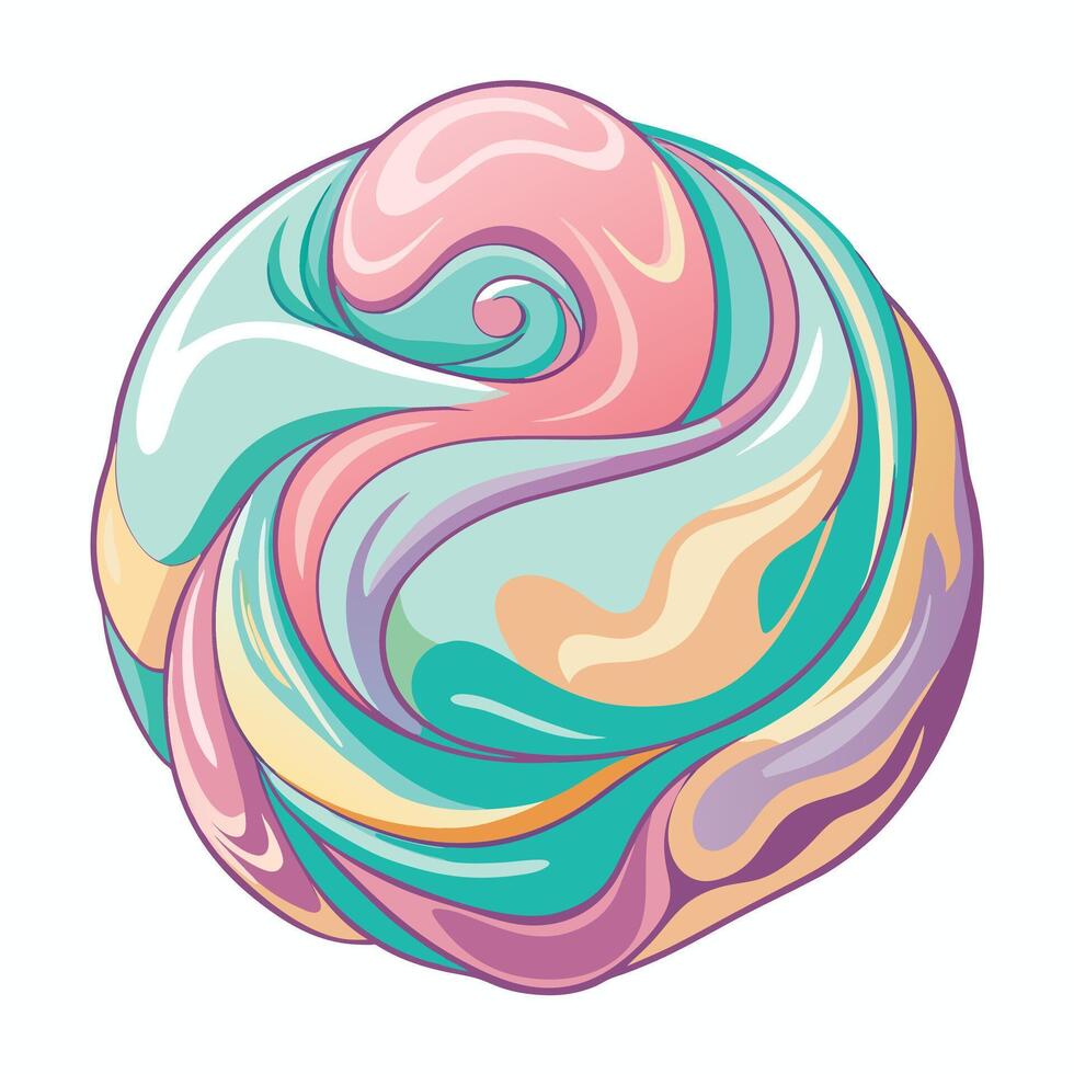 colorful swirl ball of candy, illustration on white background vector