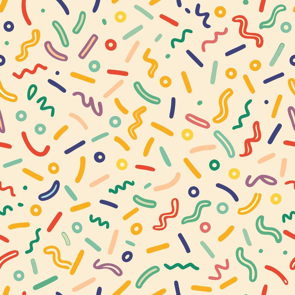 a colorful pattern with many different shapes an white background d lines vector