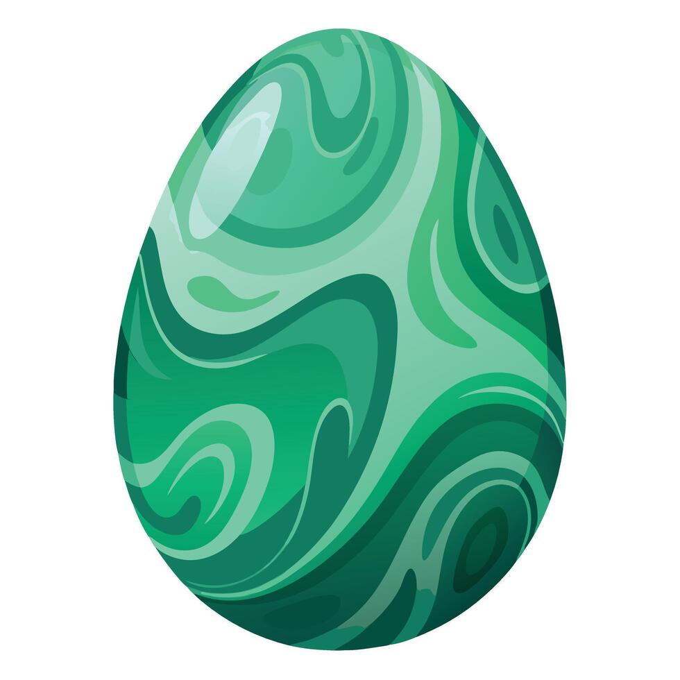 illustration of green marble egg with swirled design vector