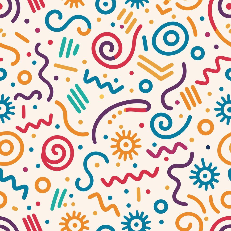seamless pattern with colorful geometric shapes lines vector