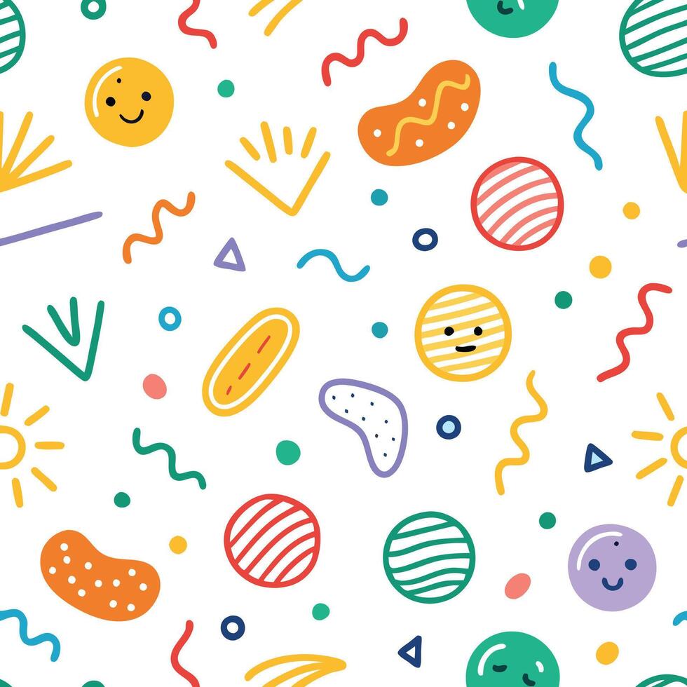 a colorful pattern with various objects faces vector