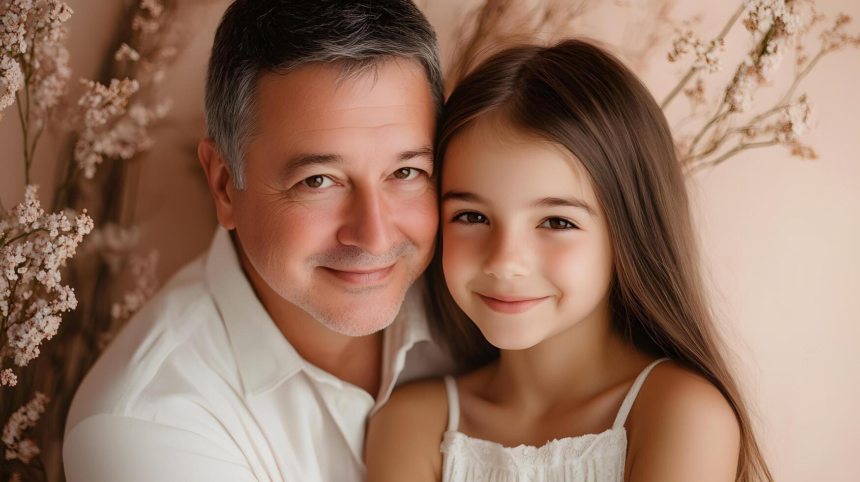 A man and a little girl are posing for a photo