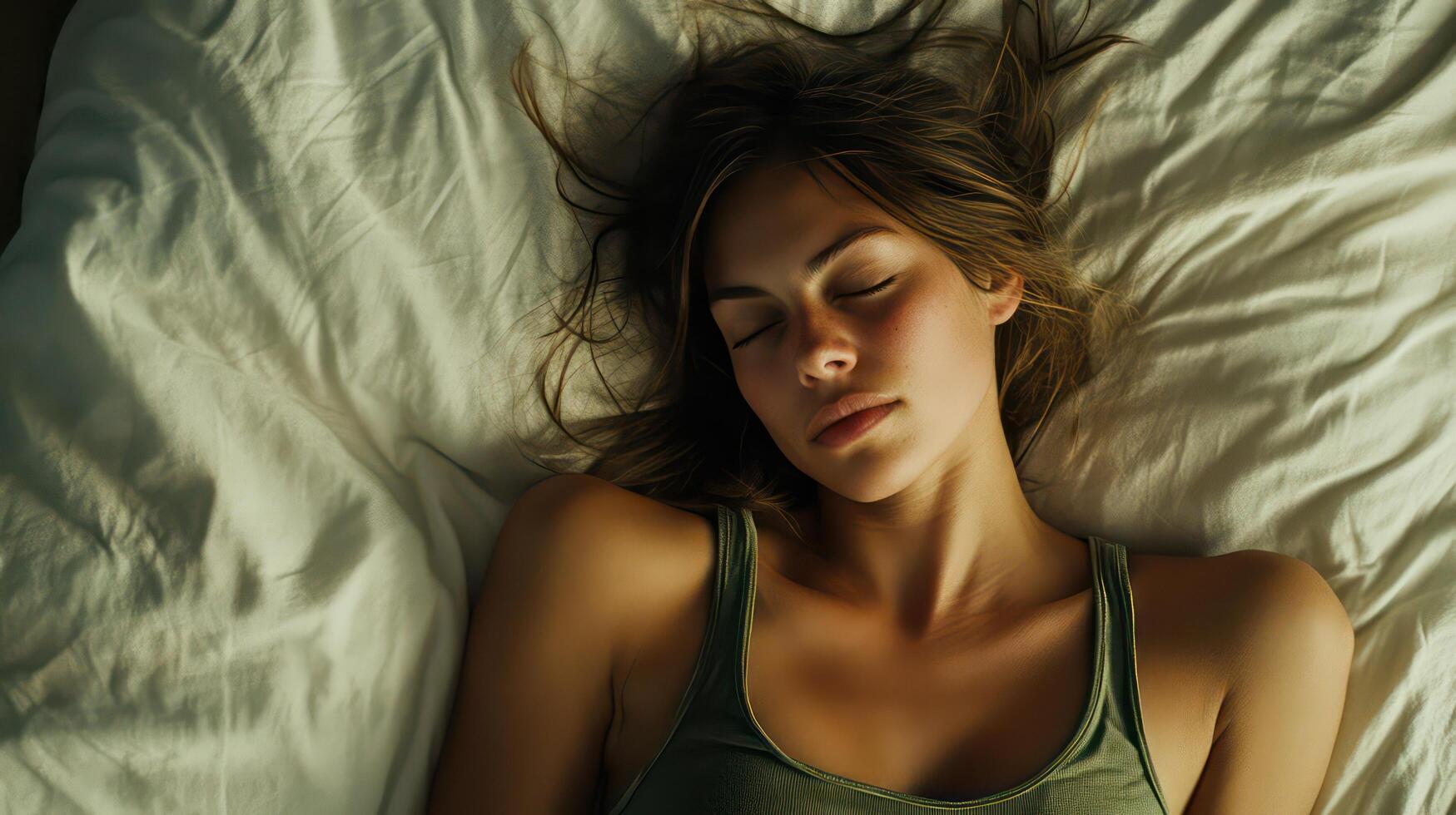 A woman sleeping in bed photo