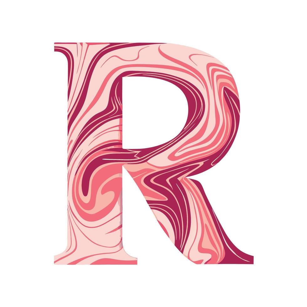 the letter r is made of pink and red swirls vector
