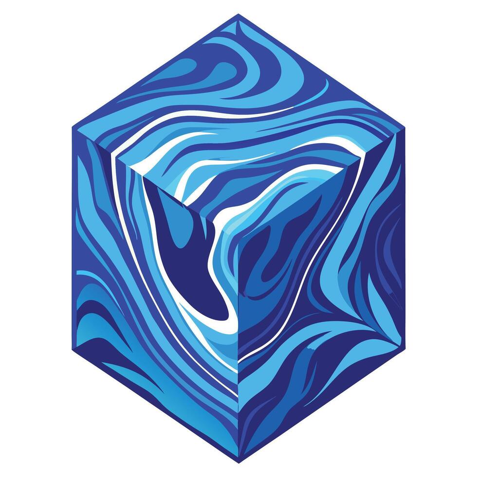 a blue cube with a swirl pattern on it vector