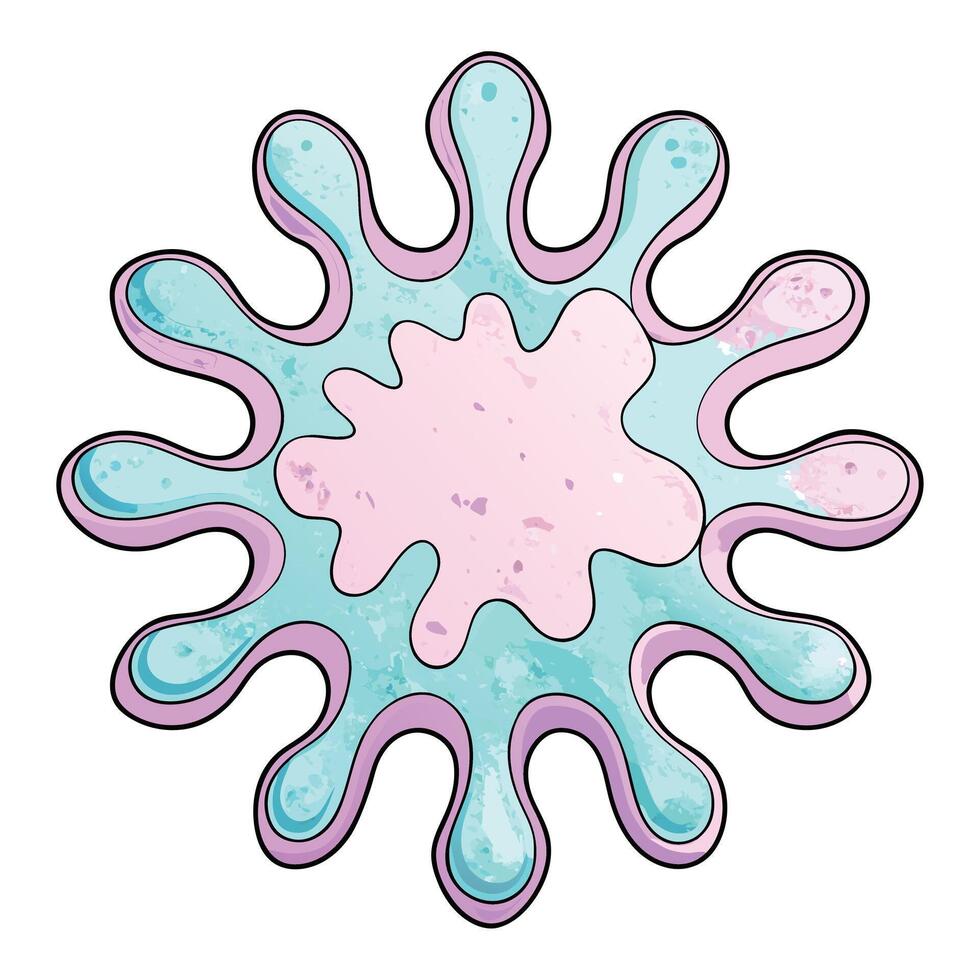 a cartoon virus with a pink and blue color vector