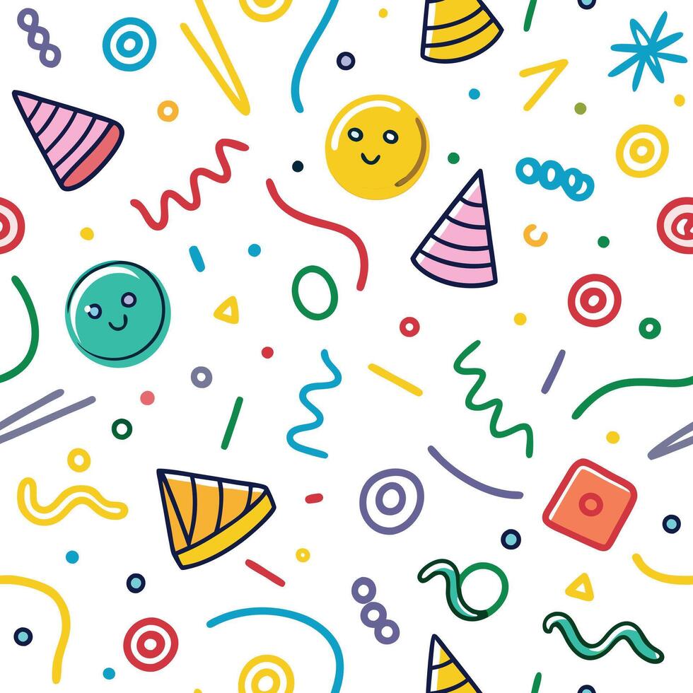 seamless pattern with party hats confetti vector