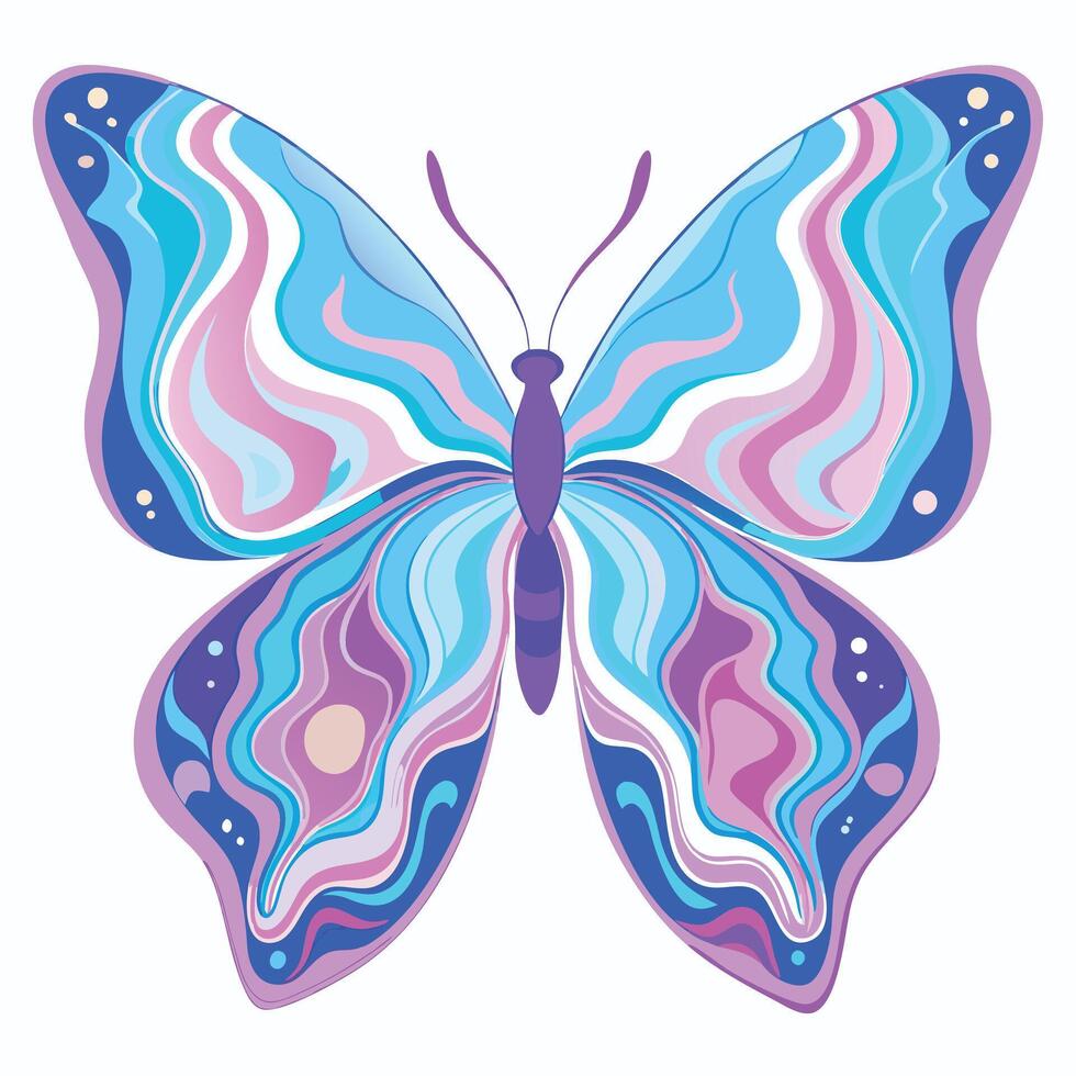 a butterfly with blue and purple swirls on it vector