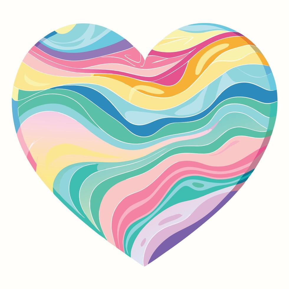 colorful heart with waves on white background vector