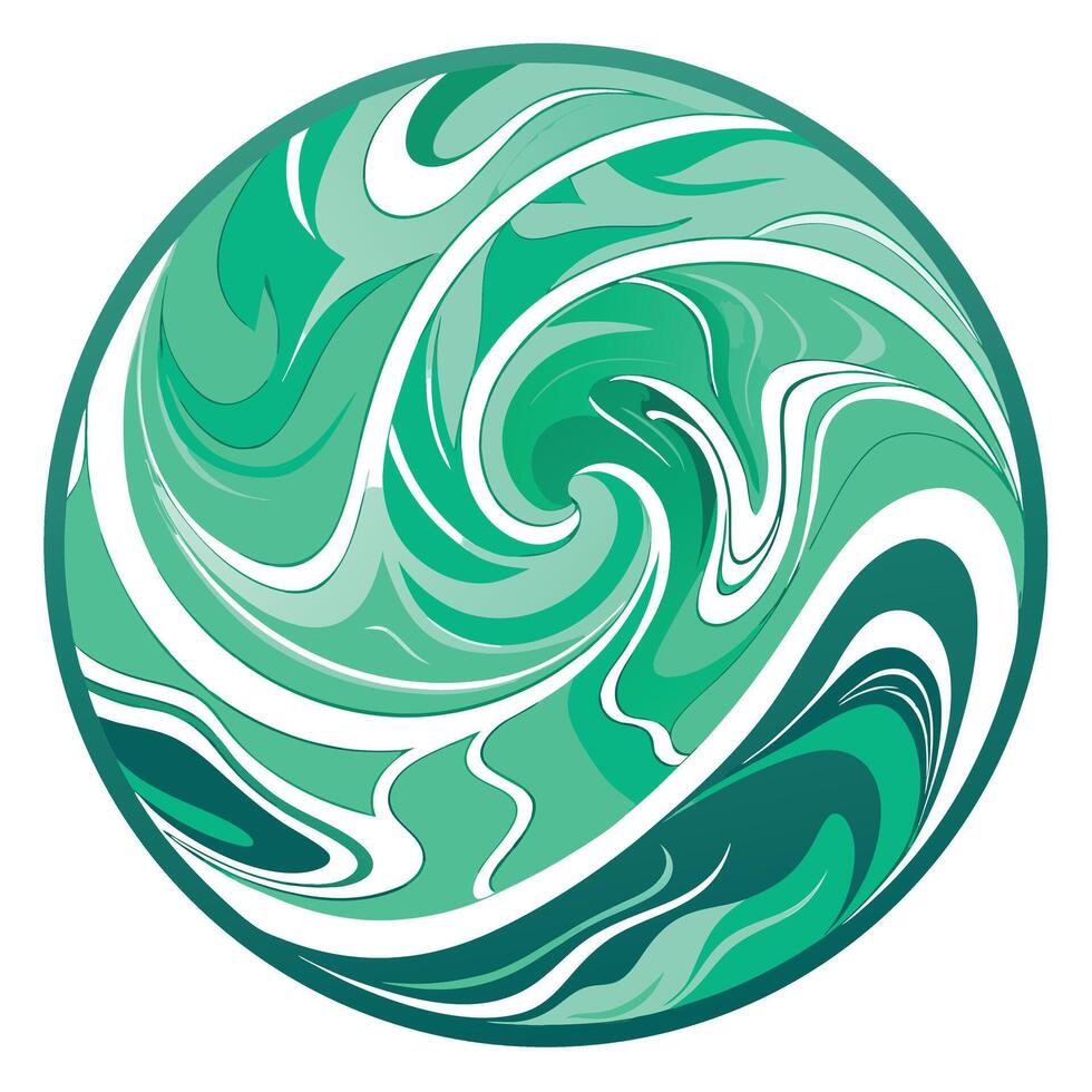 a green and white swirl design in a circular shape vector