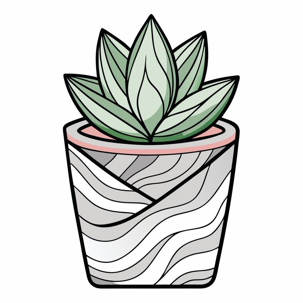 a potted succulent plant in a pot vector
