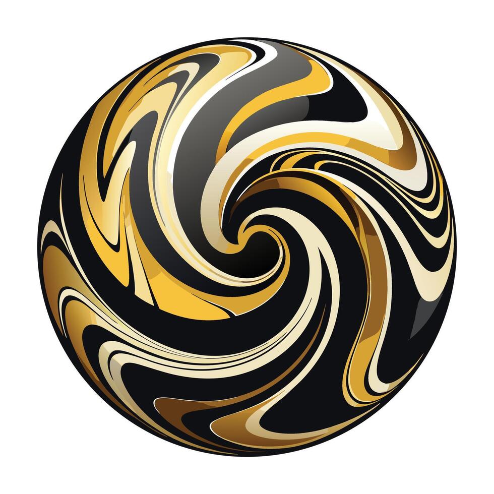 a black and gold swirl ball with a white background vector