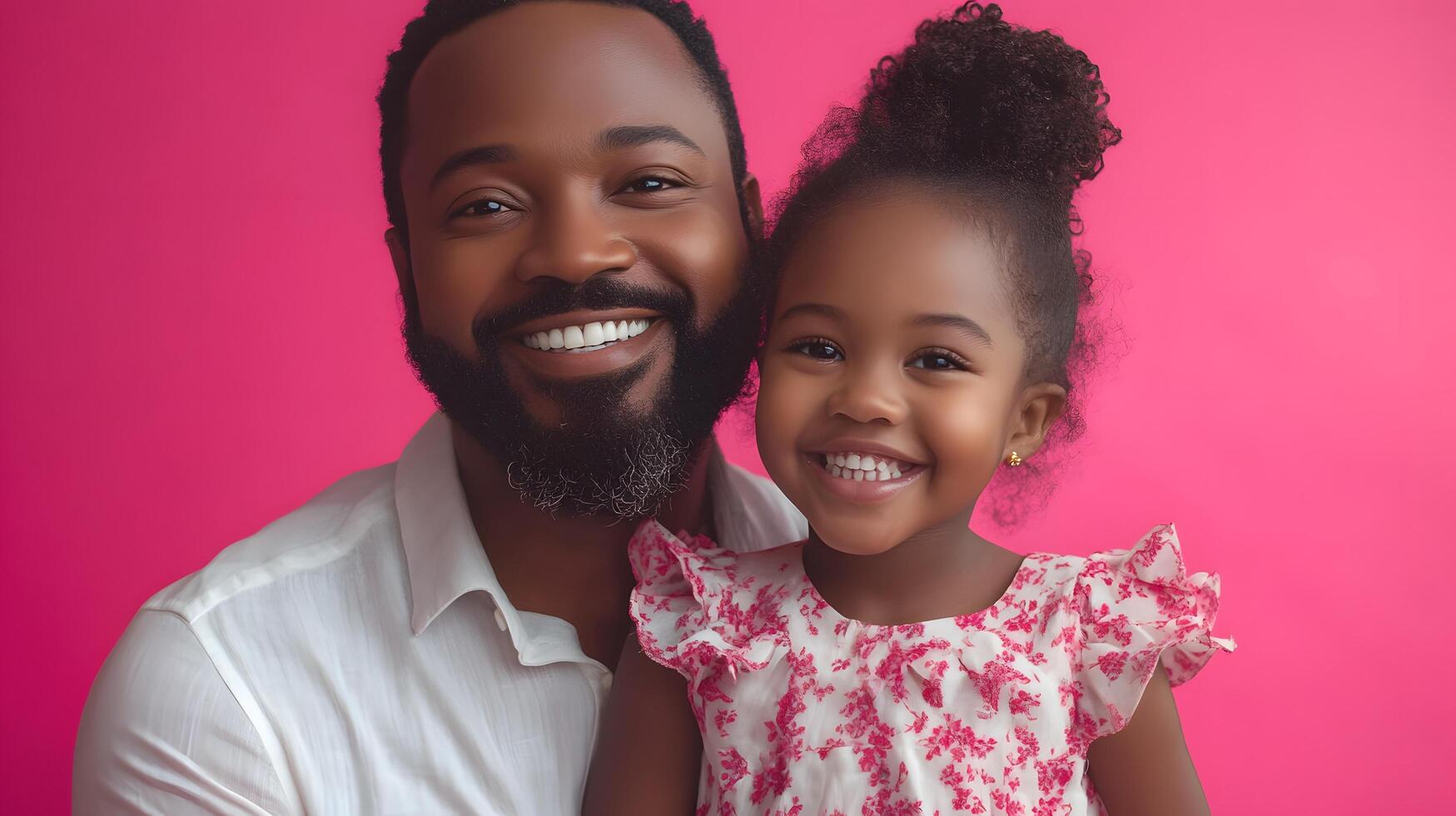 A man and a little girl smiling at the camera photo