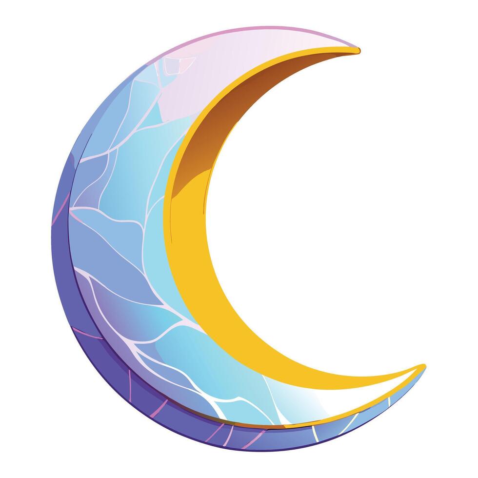 a crescent with a blue and yellow moon vector