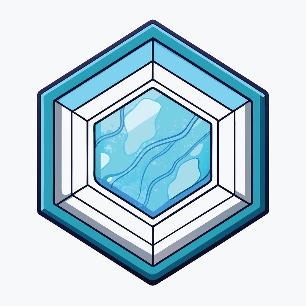 a blue hexagon with a white background vector