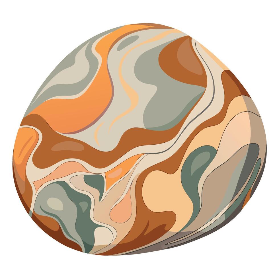 an abstract rock with orange, green and blue swirls vector