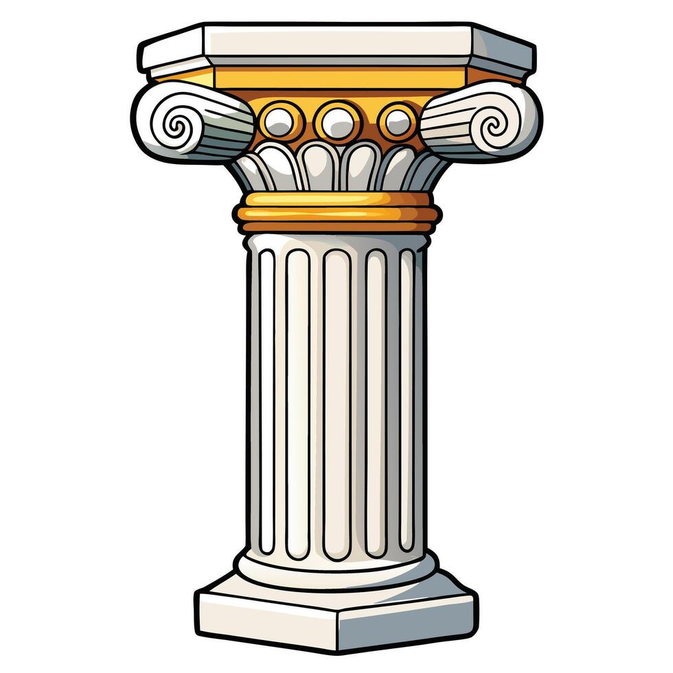 ancient greek column with golden decoration vector
