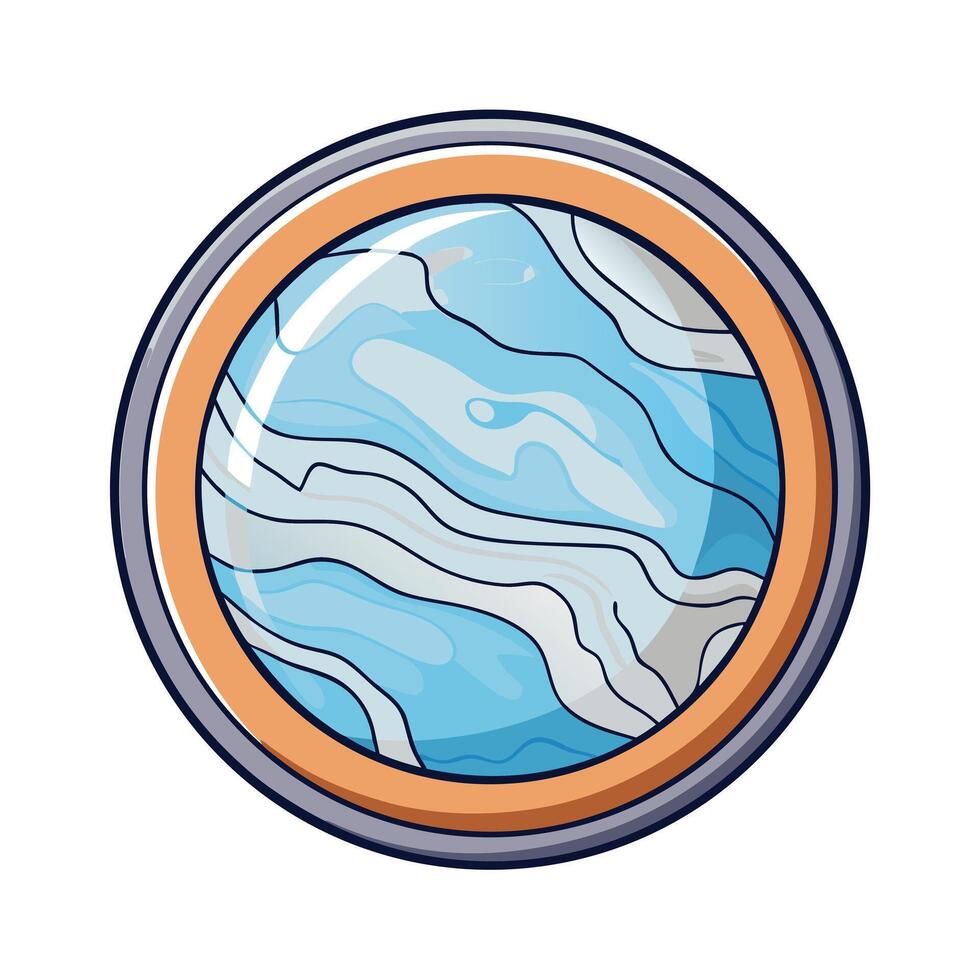 a blue marble in a round glass vector