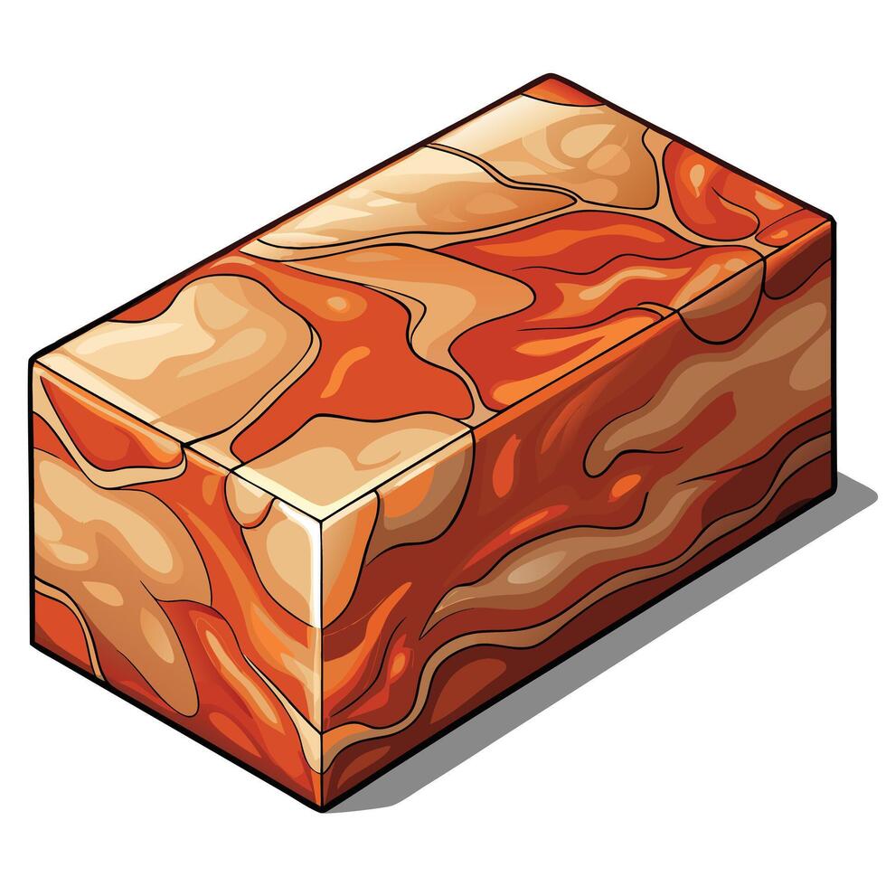 a brick with a red and orange marble pattern vector