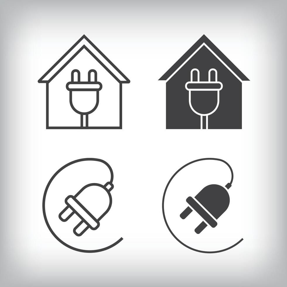 Home charging station and socket connection artistic design. Simple linear and flat electricity charging icon set. vector