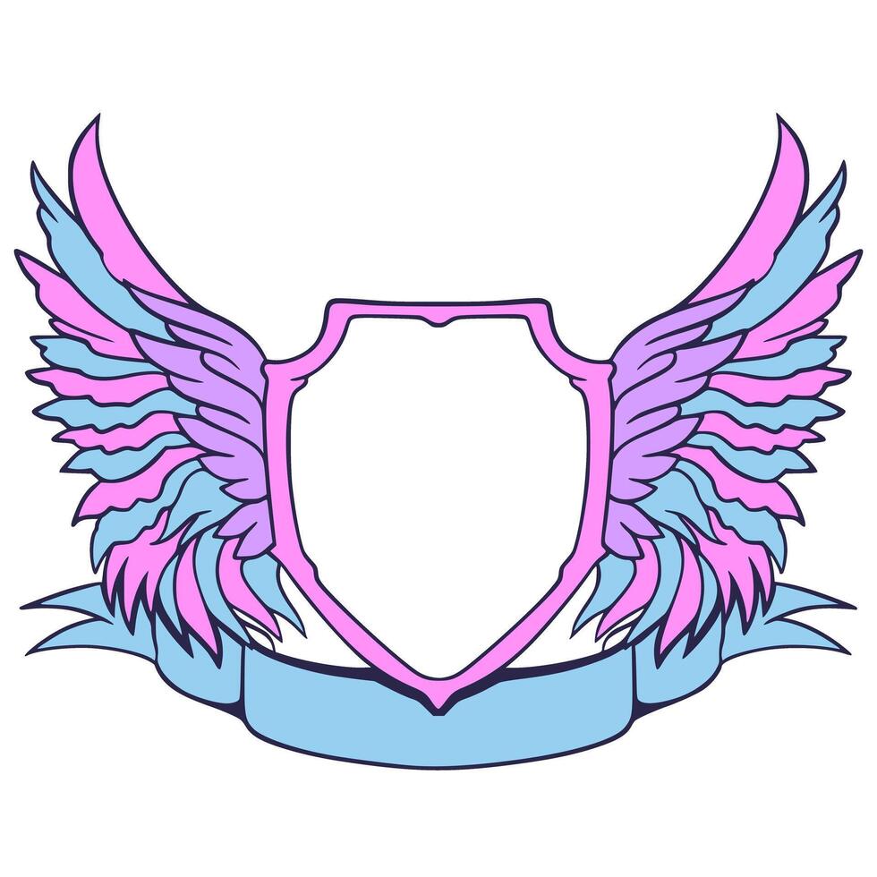 Wing border Illustration design logo frame vector