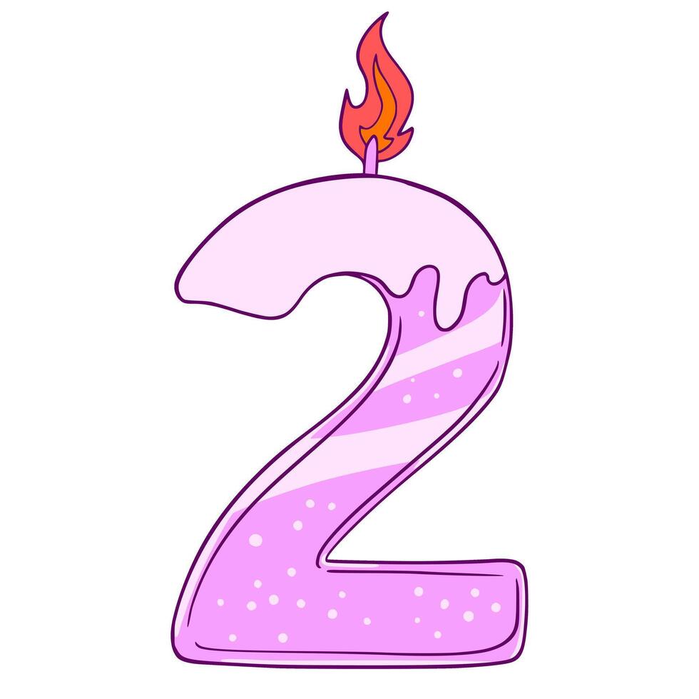 A pink candle with a flame on top of it is on a white background vector