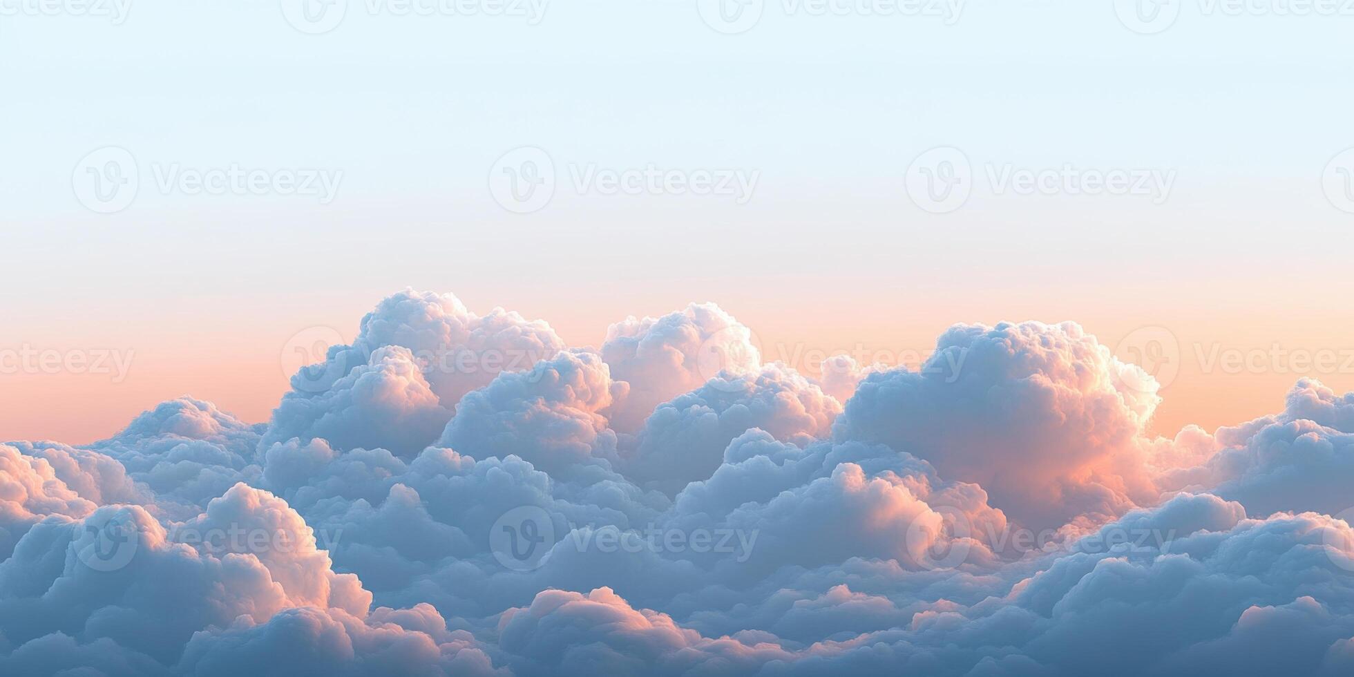 Minimalistic ethereal cloudscape with fluffy pastel colors for dreamy background design photo