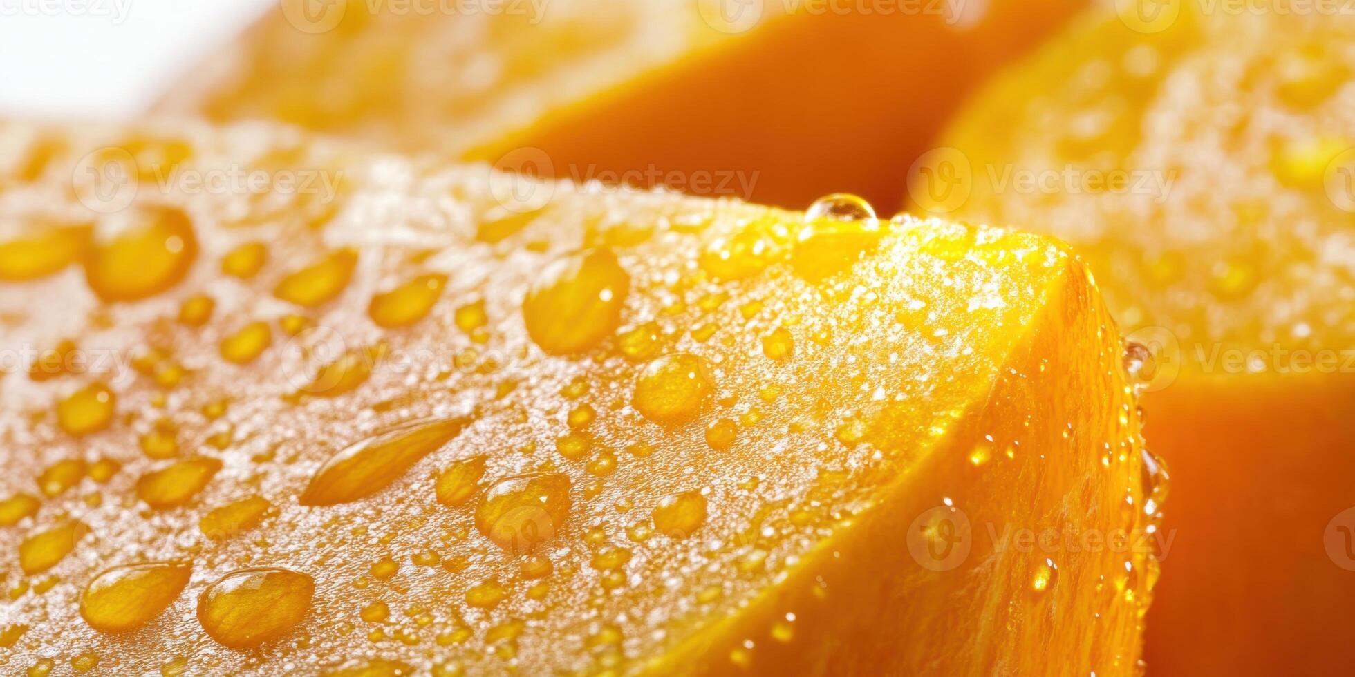 Ultra realistic macro of pumpkin skin with water droplets for autumn design photo