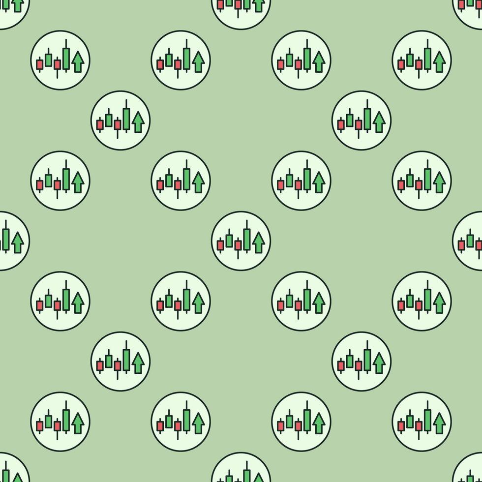 Long Position Cryptocurrency Trading colored round seamless pattern vector