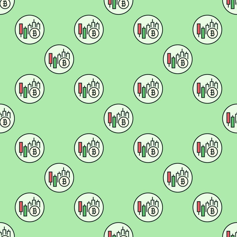 BTC Investment Bitcoin Trading colored round seamless pattern vector