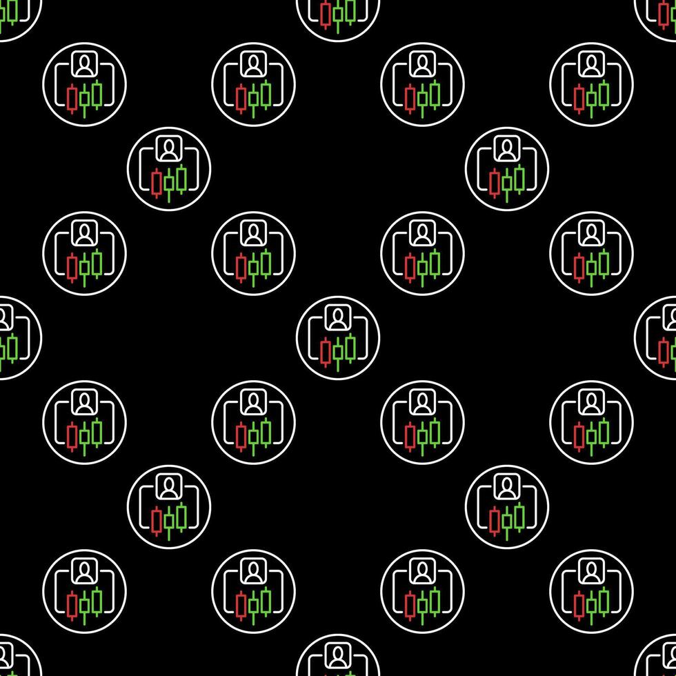 Stock Market Trading Crypto Trader round seamless pattern in outline style vector