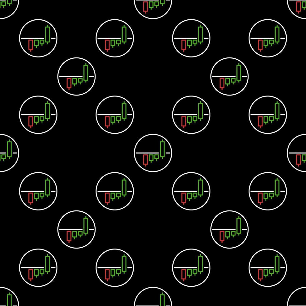 Candlestick Chart Trading round seamless pattern in outline style vector