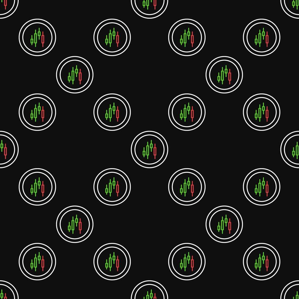 Crypto Trading Candlestick Chart linear round seamless pattern vector