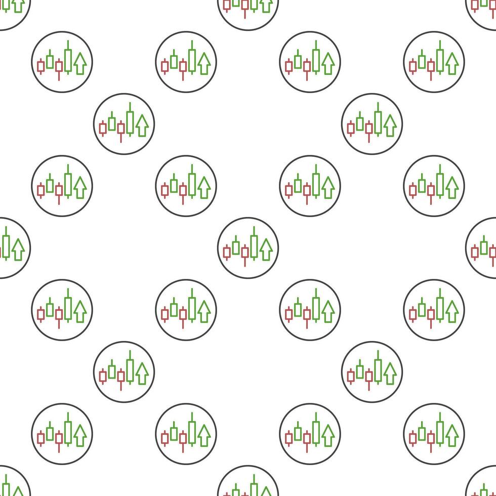 Long Position Crypto Trading outline round seamless pattern vector