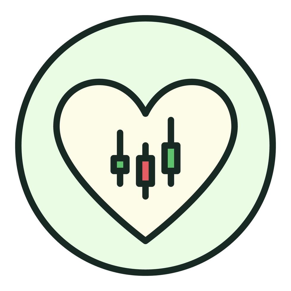Heart with Candlestick Chart Trading Lover colored round icon or design element vector