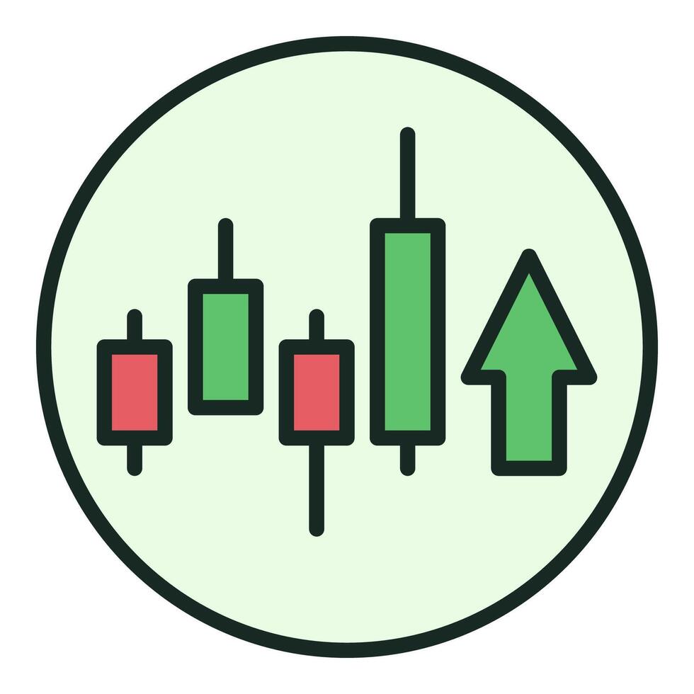 Long Position Cryptocurrency Trading colored round icon or design element vector