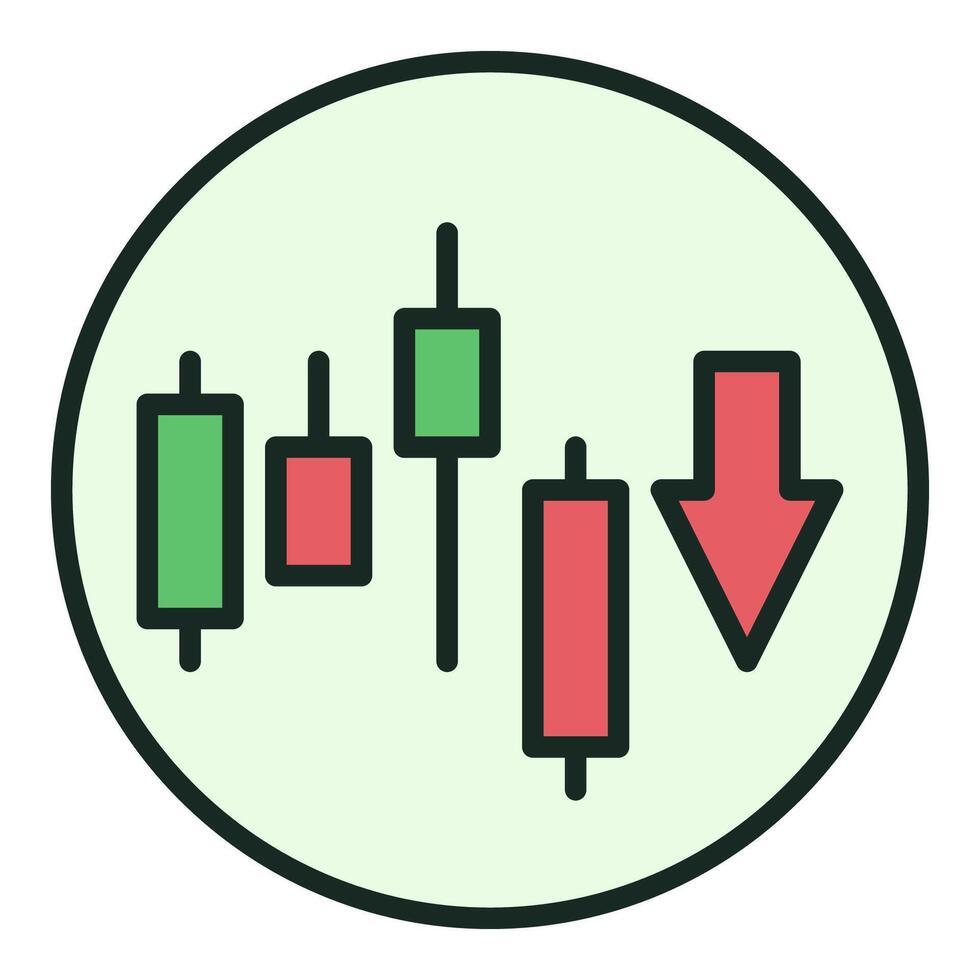 Short Position Crypto Trading colored round icon or design element vector