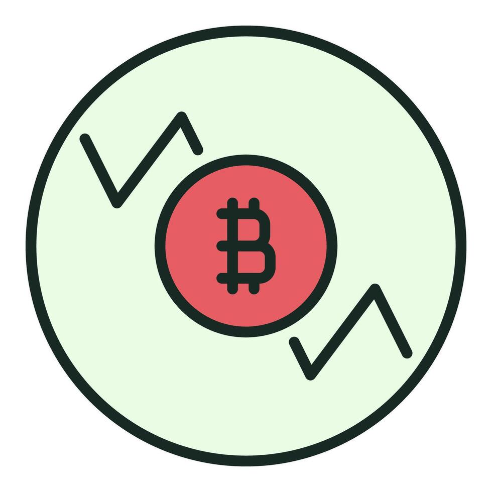 Bitcoin Short Trading round colored icon or design element vector