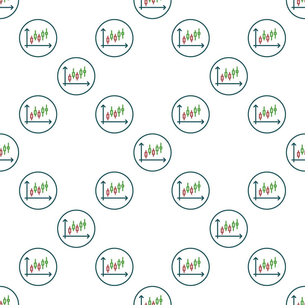 Cryptocurrency Trading Graph outline round seamless pattern vector